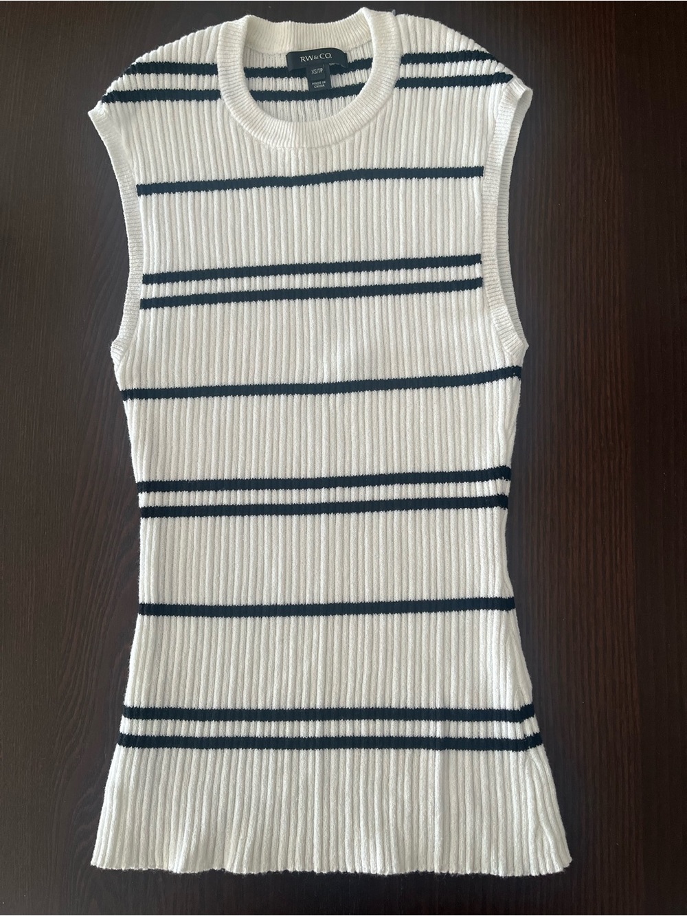 RW&CO. White Ribbed Tank with Black Stripes